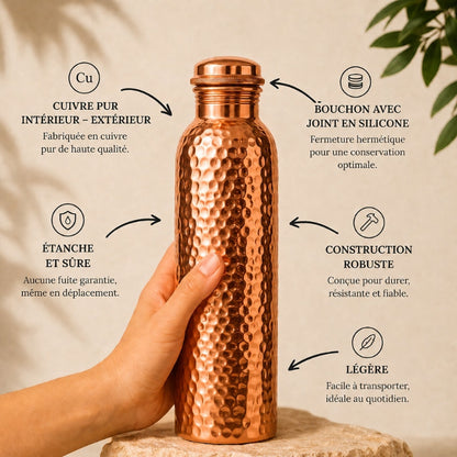 Gourde en Cuivre – Nuvira™ | L’Eau Purifiée Naturellement, Sans Plastique