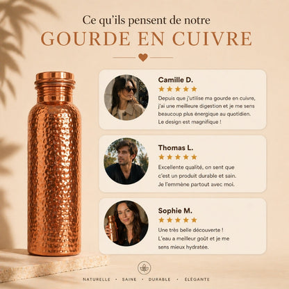 Gourde en Cuivre – Nuvira™ | L’Eau Purifiée Naturellement, Sans Plastique